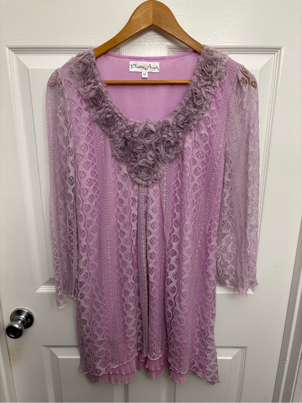 Pretty Angel Lavender Lace Balletcore Fairycore Feminine Princess Mini Dress